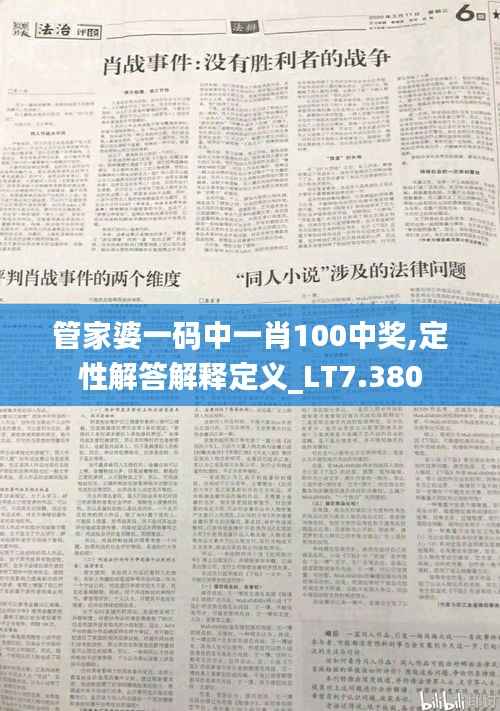 管家婆一码中一肖100中奖,定性解答解释定义_LT7.380